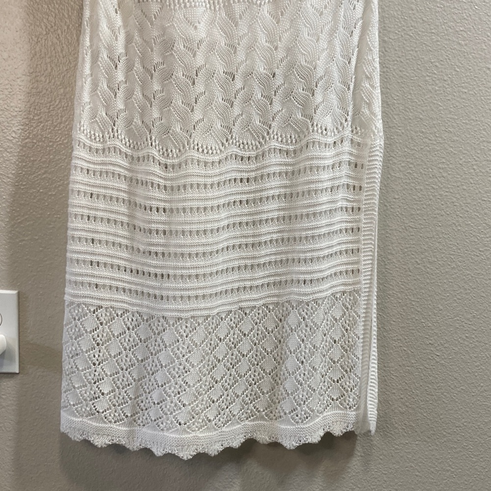 Solitaire Short Sleeve Crochet Maxi Dress Beachy Boho Angelcore Resortwear sz M - Picture 10 of 13